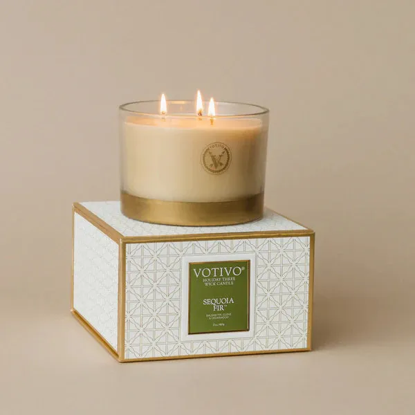 Votivo Holiday 3 Wick Candle - Sequoia Fir